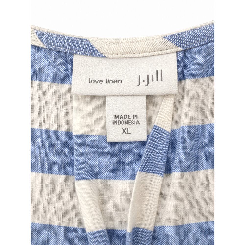 J. Jill Light Blue and White Striped Sleeveless Maxi Dress - Picture 3 of 10